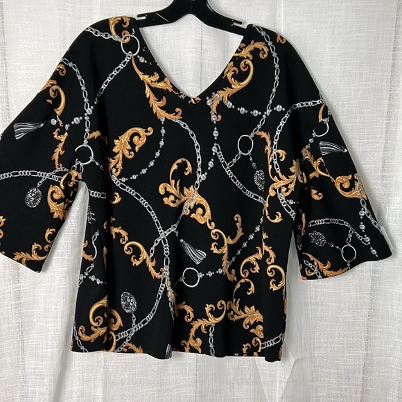 Goddess,vtg top,women 1X, bell sleeves,Whimsigoth,70s,vibe,goth,low V neck - Picture 4 of 9